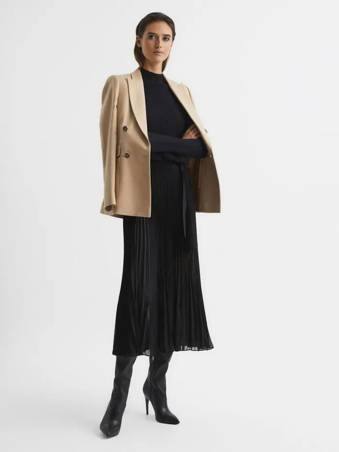 Reiss Skirts Anya Pleated Midi Skirt Black 8211 Women