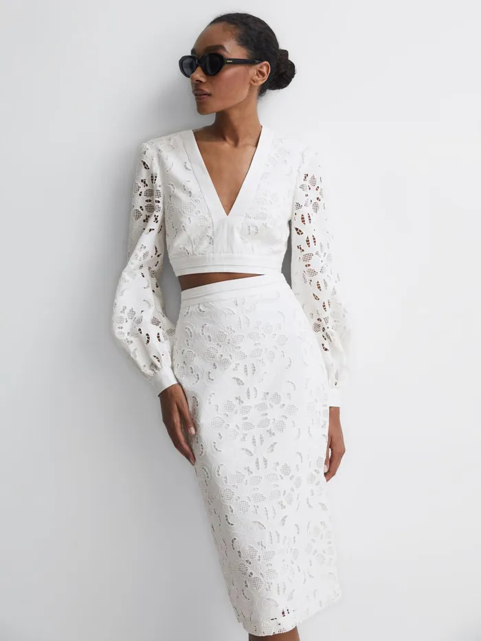 Reiss Skirts Immi Lace Coord Pencil Skirt White 8211 Women