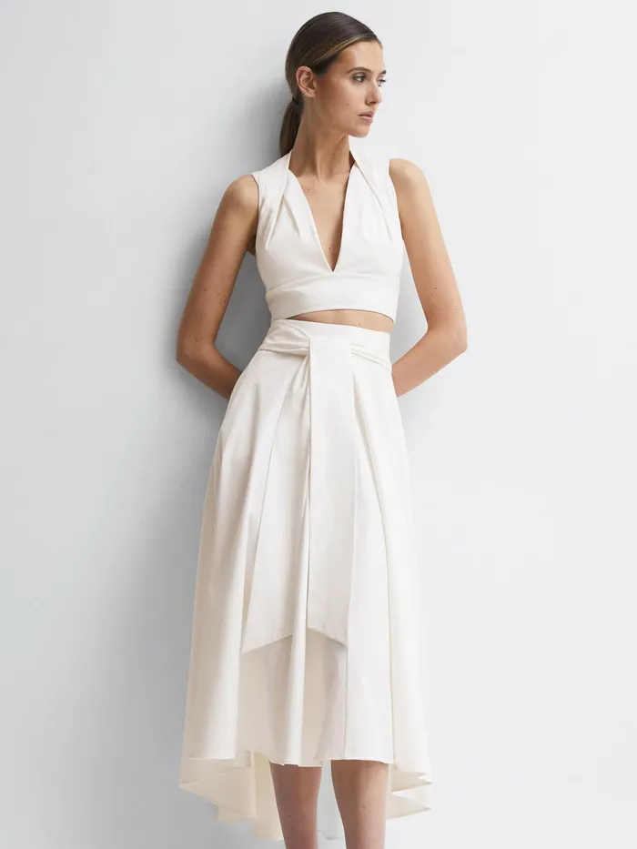 Reiss Skirts Rebecca Fitted High Rise Midi Skirt Nude 8211 Women