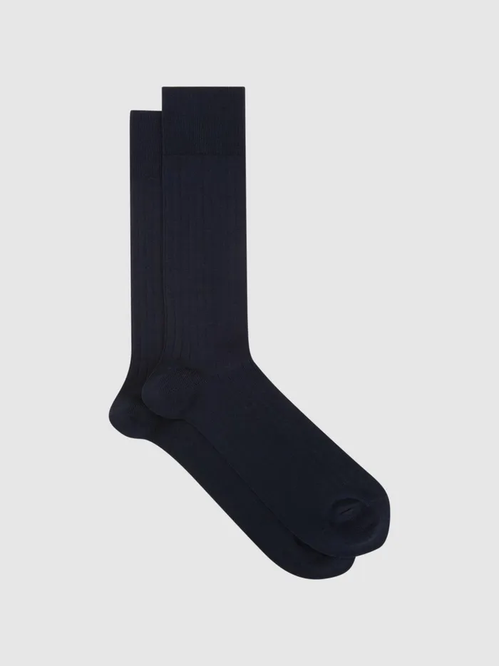 Reiss Socks and Underwear Fela Cotton Blend Socks Navy 8211 Men
