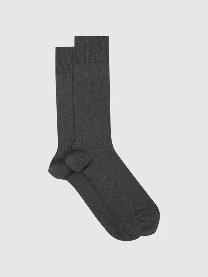 Reiss Socks and Underwear Fela Ribbed Socks Charcoal 8211 Men