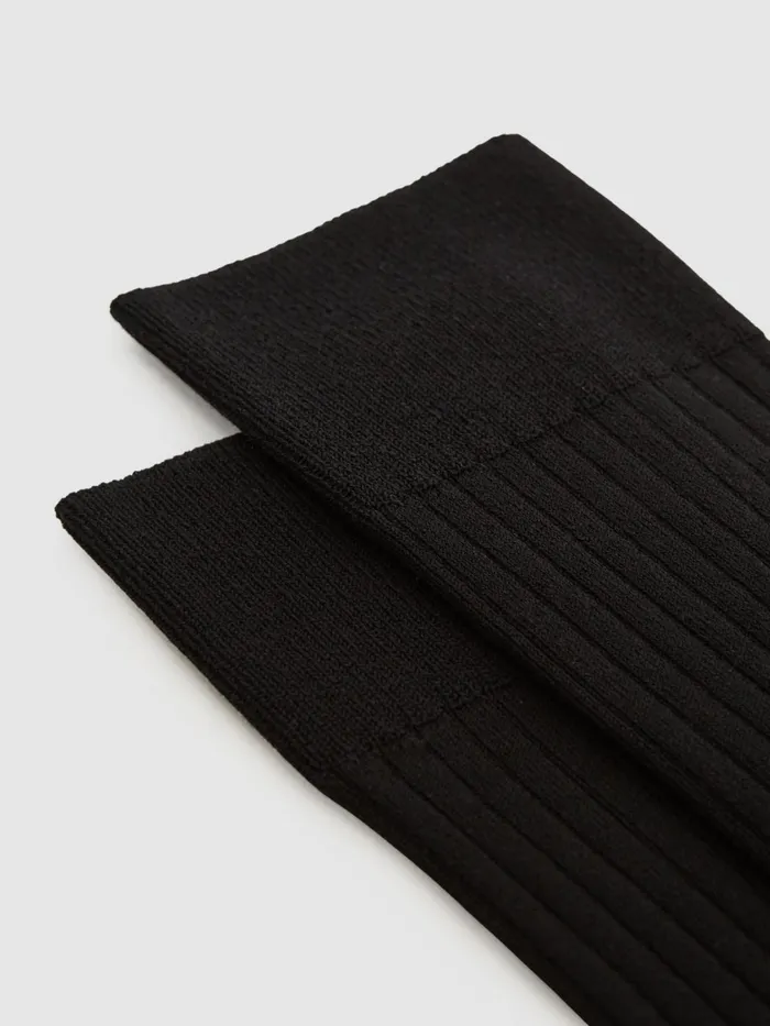 Reiss Socks and Underwear Feli Ribbed Mercerised Cotton Blend Socks Black 8211 Men