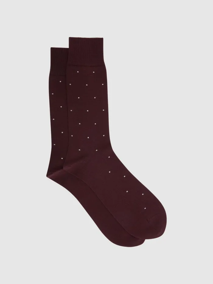Reiss Socks and Underwear Mario Spot Polka Dot Socks Bordeaux 8211 Men