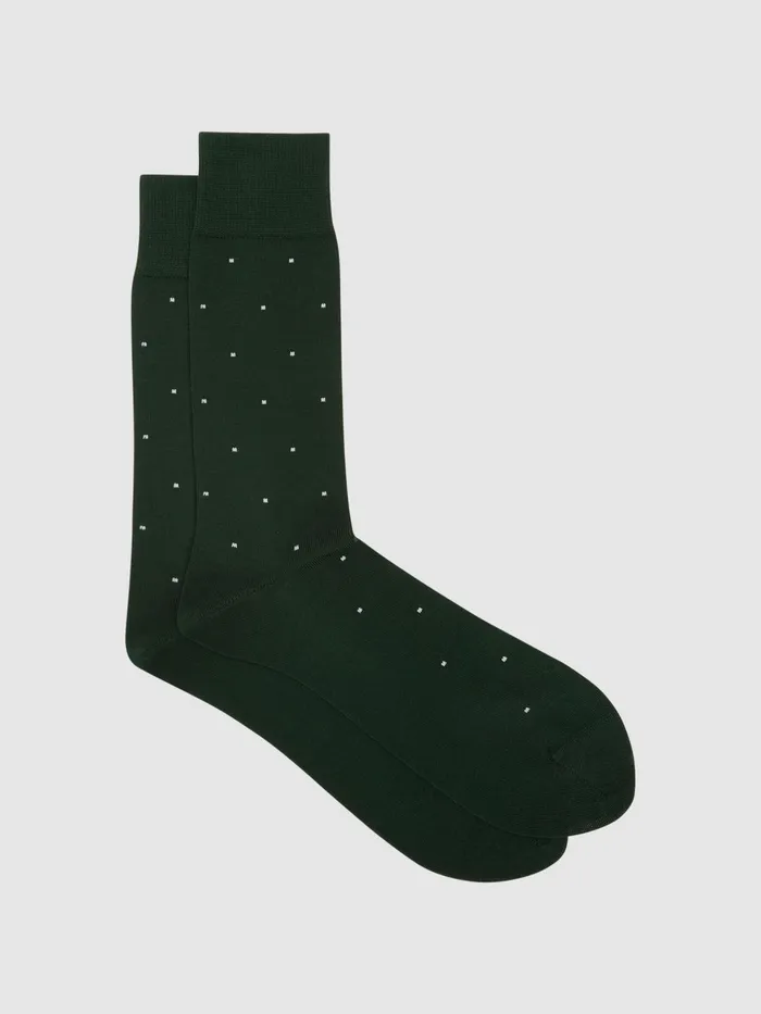 Reiss Socks and Underwear Mario Spot Polka Dot Socks Bottle Green 8211 Men