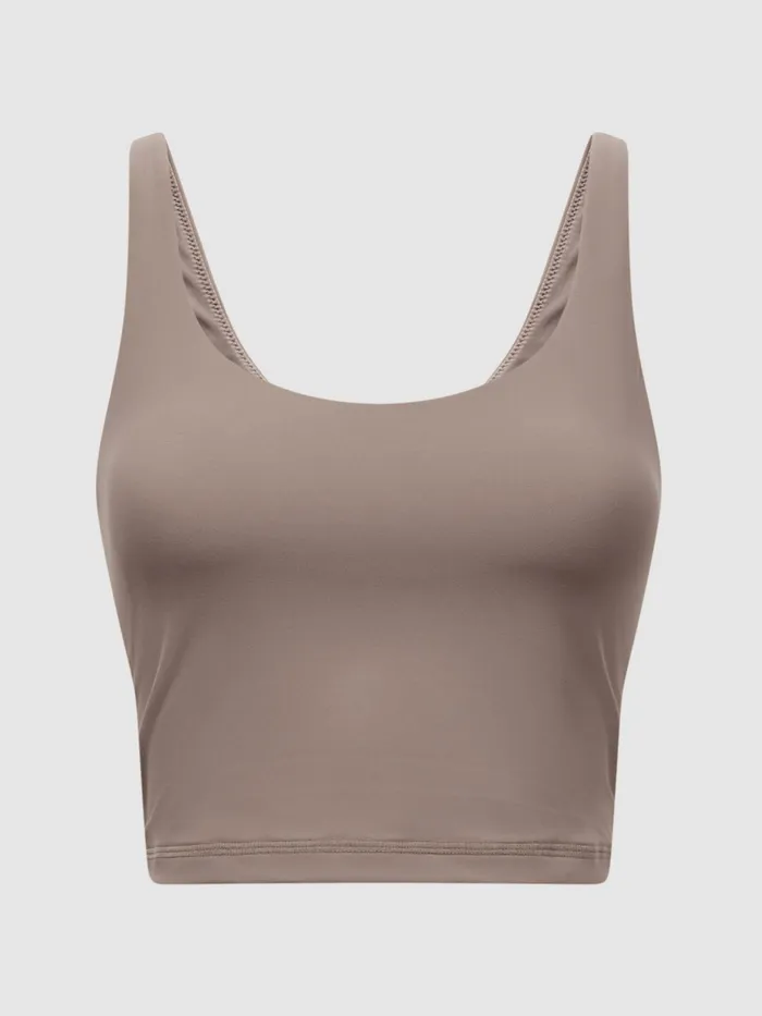 Reiss Socks and Underwear Peached Tess The Upside Cropped Scoop Neck Sports Top Light Brown 8211 Women