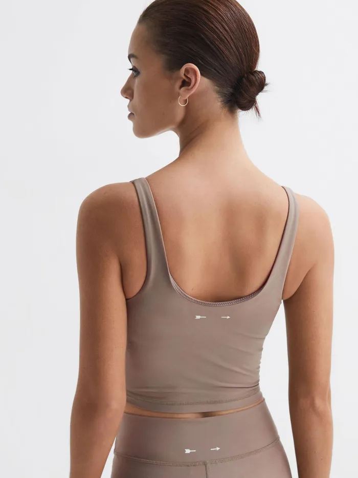 Reiss Socks and Underwear Peached Tess The Upside Cropped Scoop Neck Sports Top Light Brown 8211 Women