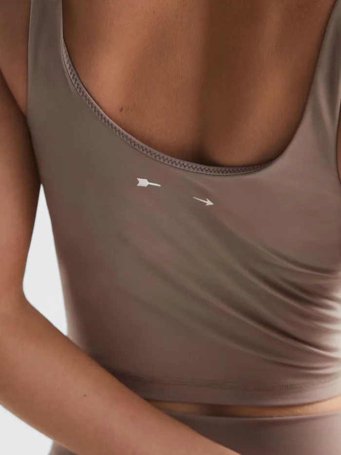 Reiss Socks and Underwear Peached Tess The Upside Cropped Scoop Neck Sports Top Light Brown 8211 Women