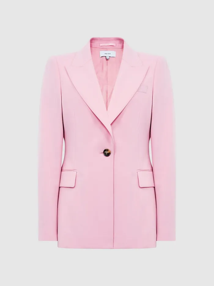 Reiss Suits and Tailoring Blair Single Breasted Wool Blend Blazer Pink 8211 Women