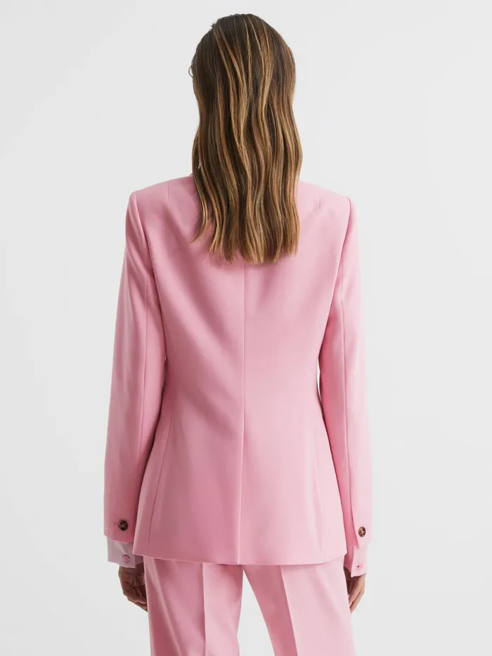 Reiss Suits and Tailoring Blair Single Breasted Wool Blend Blazer Pink 8211 Women