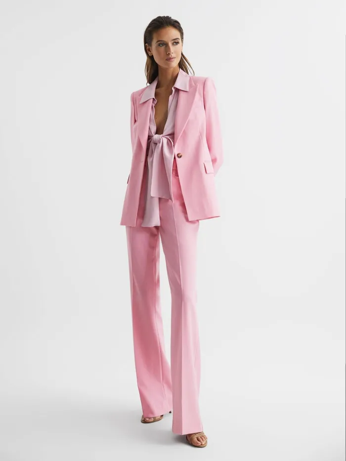 Reiss Suits and Tailoring Blair Single Breasted Wool Blend Blazer Pink 8211 Women