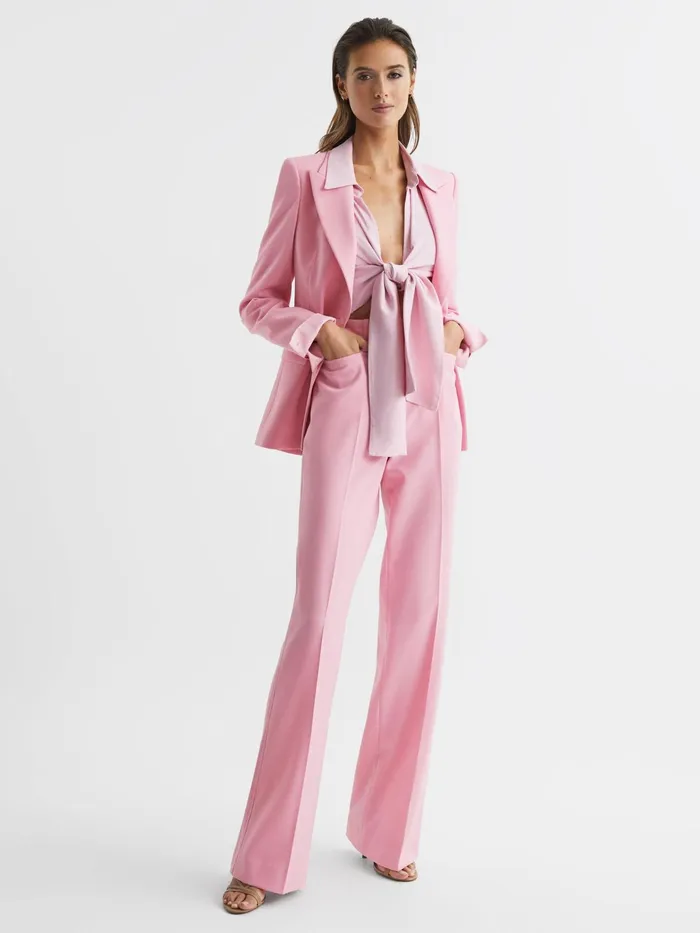 Reiss Suits and Tailoring Blair Single Breasted Wool Blend Blazer Pink 8211 Women