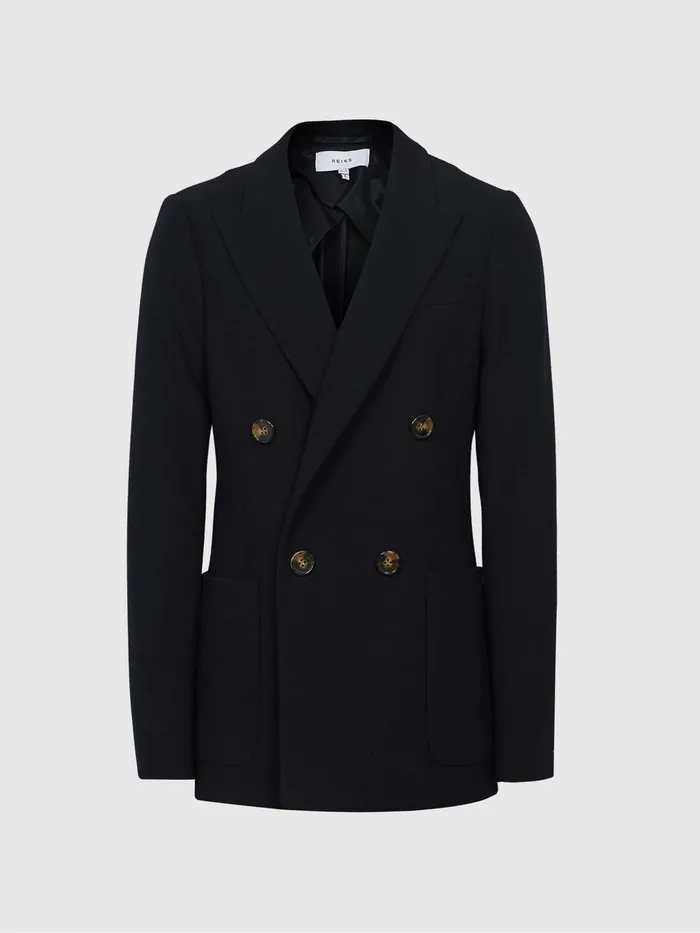 Reiss Suits and Tailoring Iria Double Breasted Wool Blend Blazer Navy 8211 Women