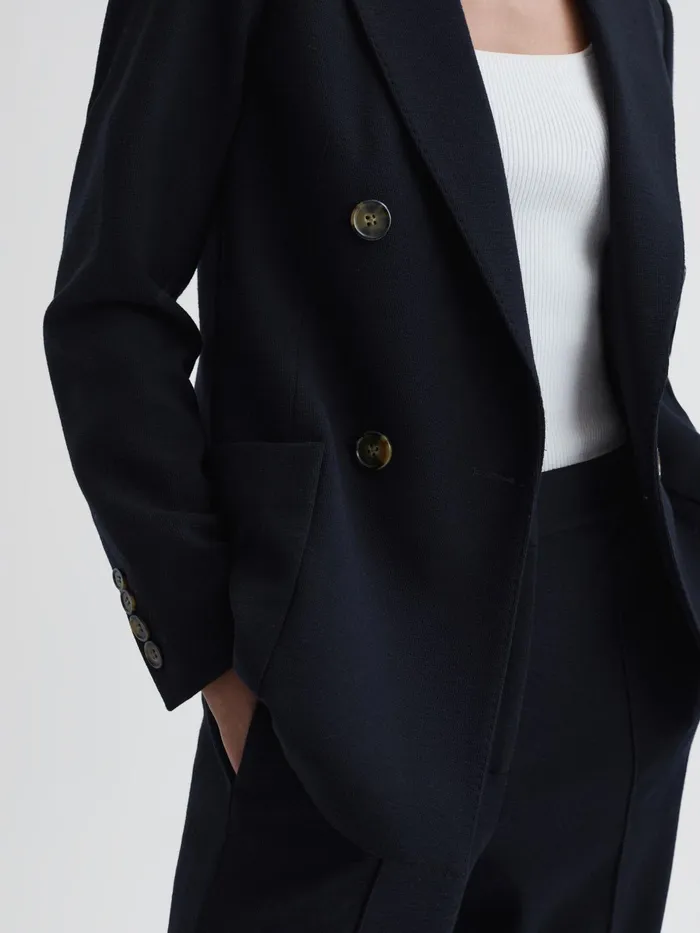 Reiss Suits and Tailoring Iria Double Breasted Wool Blend Blazer Navy 8211 Women
