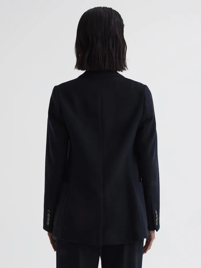 Reiss Suits and Tailoring Iria Double Breasted Wool Blend Blazer Navy 8211 Women