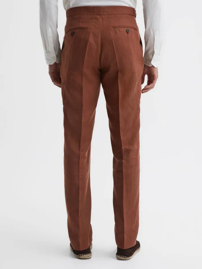 Reiss Suits and Tailoring Kin Linen Formal Trousers Airforce Blue 8211 Men