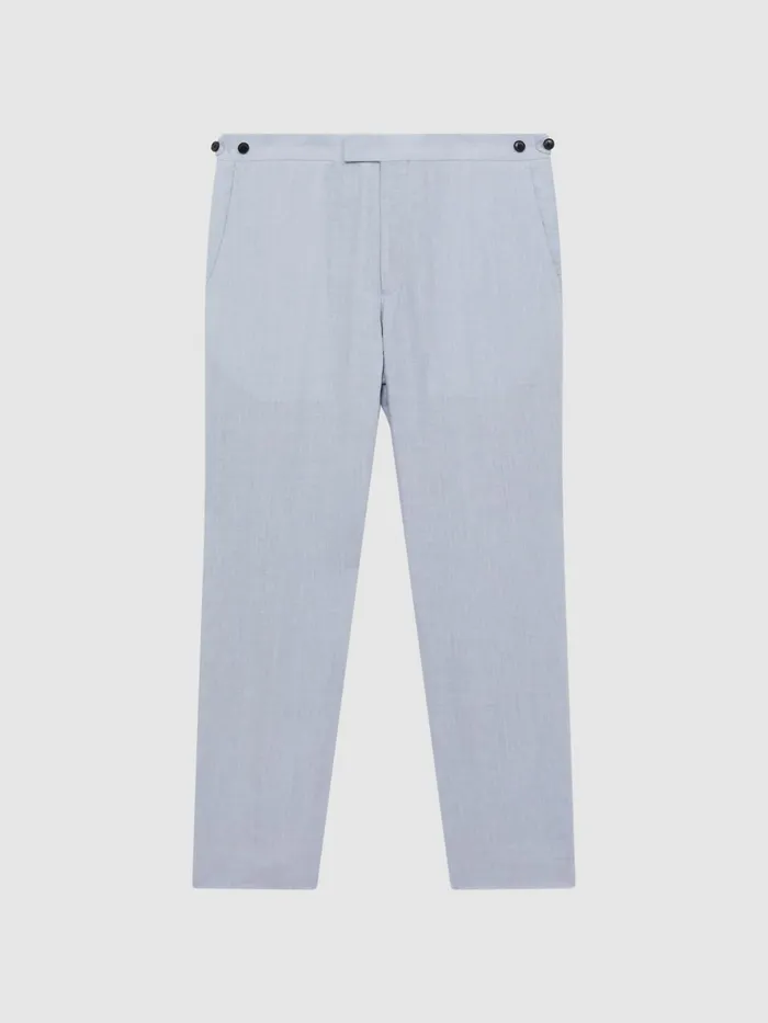 Reiss Suits and Tailoring Kin Linen Formal Trousers Soft Blue 8211 Men