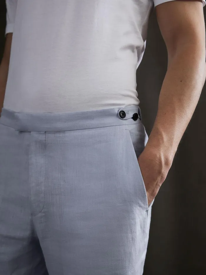 Reiss Suits and Tailoring Kin Linen Formal Trousers Soft Blue 8211 Men