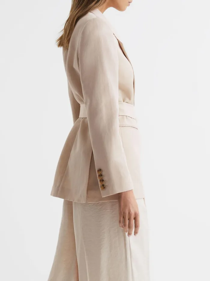 Reiss Suits and Tailoring Lylah Single Breasted Tie Front Blazer Neutral 8211 Women