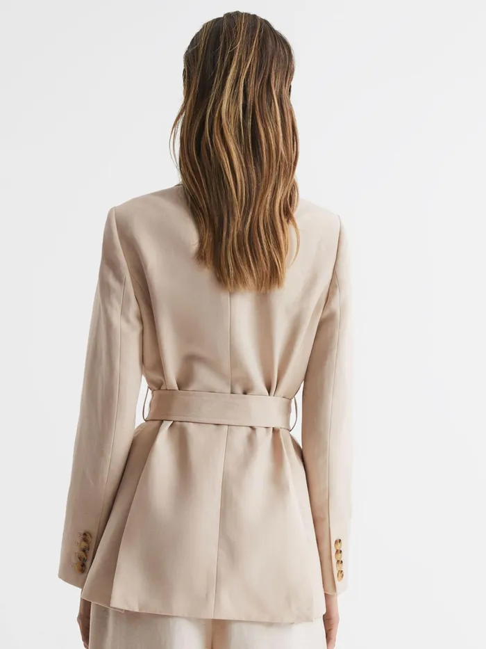 Reiss Suits and Tailoring Lylah Single Breasted Tie Front Blazer Neutral 8211 Women