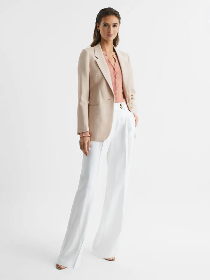 Reiss Suits and Tailoring Lylah Single Breasted Tie Front Blazer Neutral 8211 Women