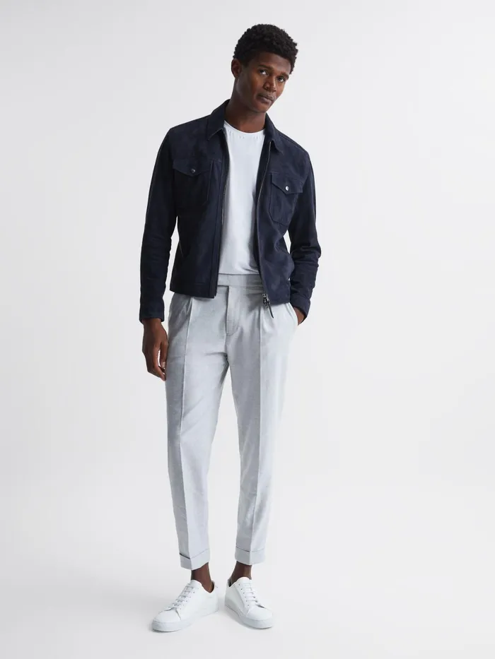 Reiss Suits and Tailoring Map Tapered Side Adjuster Trousers Indigo 8211 Men