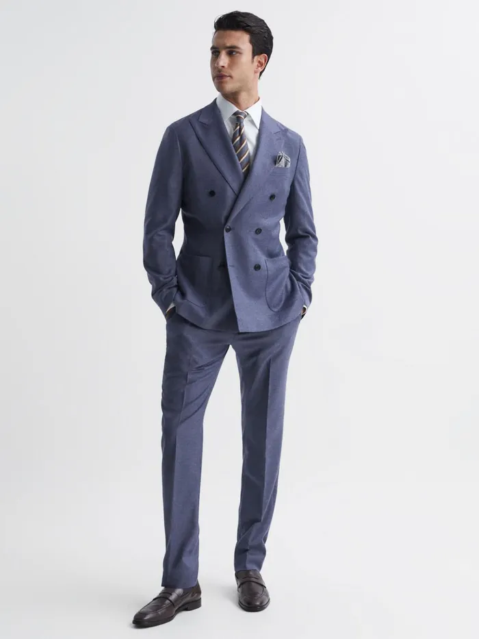 Reiss Suits and Tailoring Marquee Slim Fit Wool Blend Mixer Trousers Airforce Blue 8211 Men