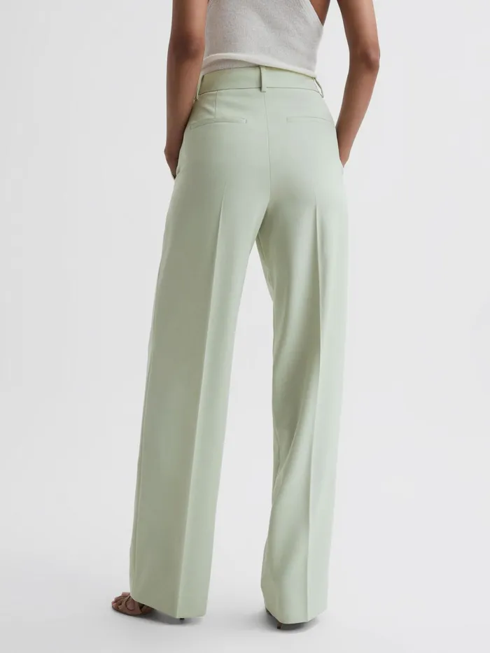 Reiss Suits and Tailoring Naomi Wide Leg Wool Blend Trousers Green 8211 Women