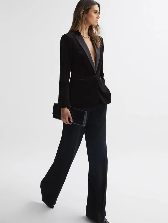 Reiss Suits and Tailoring Opal Single Breasted Velvet Blazer Black 8211 Women Reiss Suits and Tailoring Opal Single Breasted Velvet Blazer Black 8211 Women