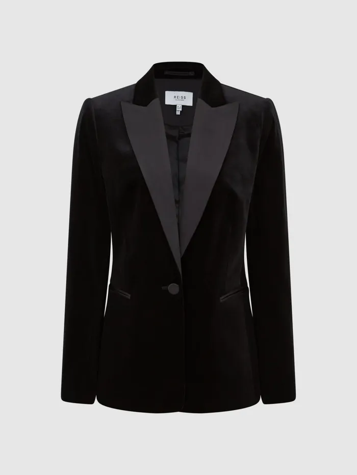 Reiss Suits and Tailoring Opal Single Breasted Velvet Blazer Black 8211 Women
