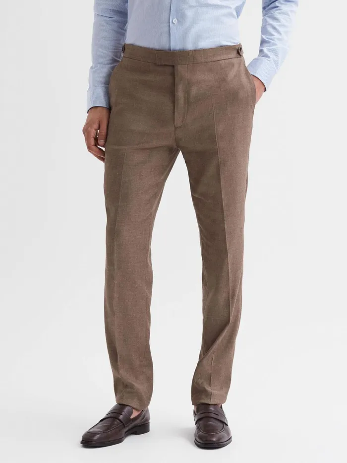 Reiss Suits and Tailoring Paddock Twill Side Adjuster Trousers Tobacco 8211 Men