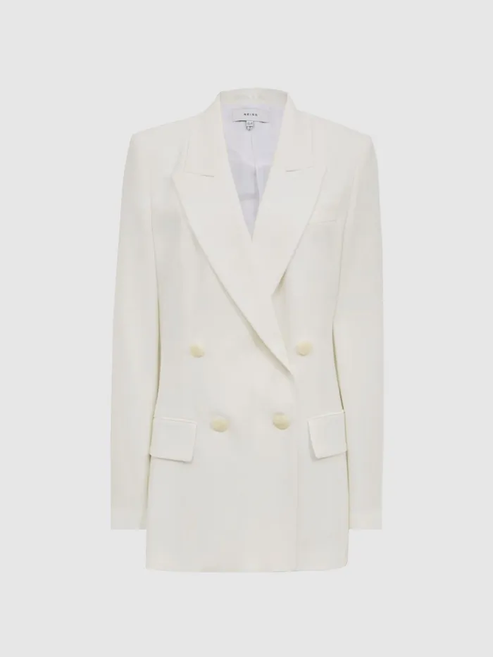 Reiss Suits and Tailoring Tatum Crepe Double Breasted Blazer White 8211 Women