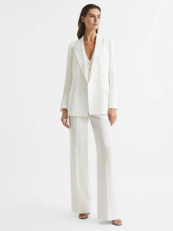 Reiss Suits and Tailoring Tatum Crepe Double Breasted Blazer White 8211 Women