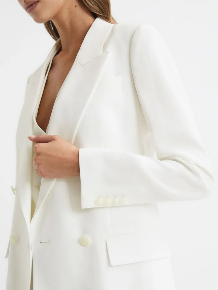 Reiss Suits and Tailoring Tatum Crepe Double Breasted Blazer White 8211 Women