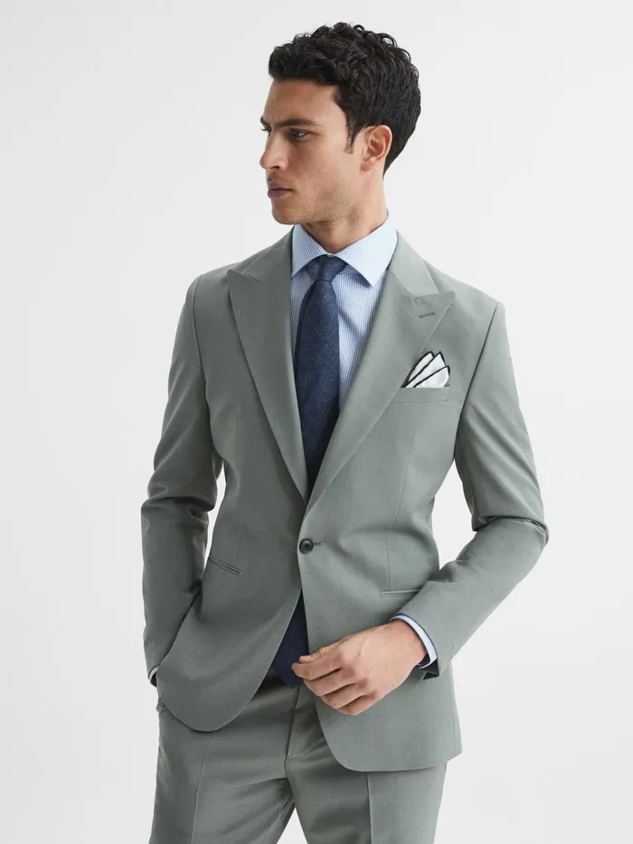 Reiss Suits and Tailoring Wish Slim Fit Single Breasted Wool Blend Blazer Sage 8211 Men Reiss Suits and Tailoring Wish Slim Fit Single Breasted Wool Blend Blazer Sage 8211 Men
