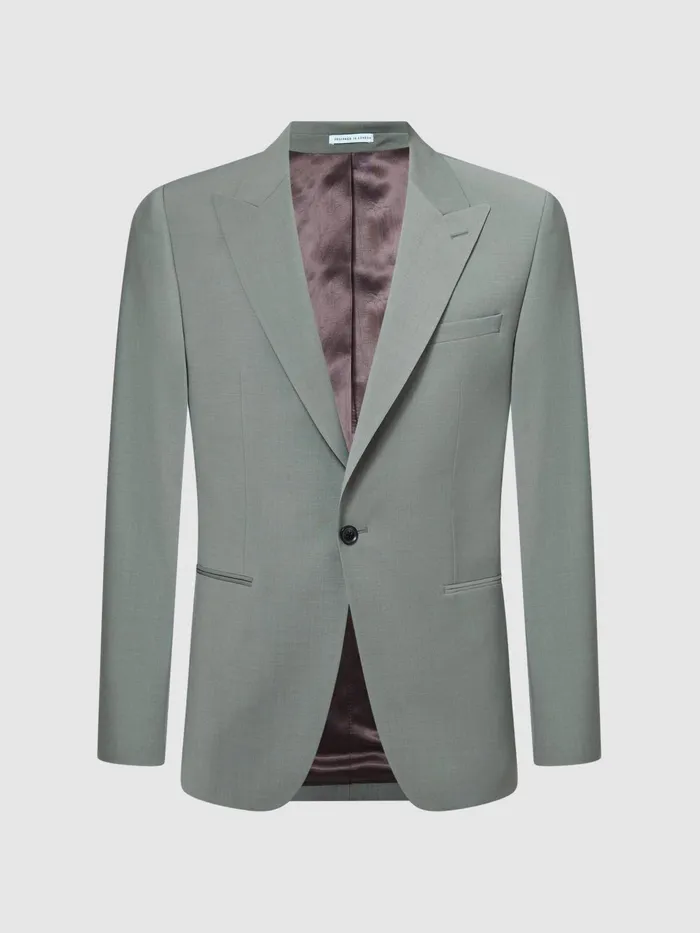 Reiss Suits and Tailoring Wish Slim Fit Single Breasted Wool Blend Blazer Sage 8211 Men