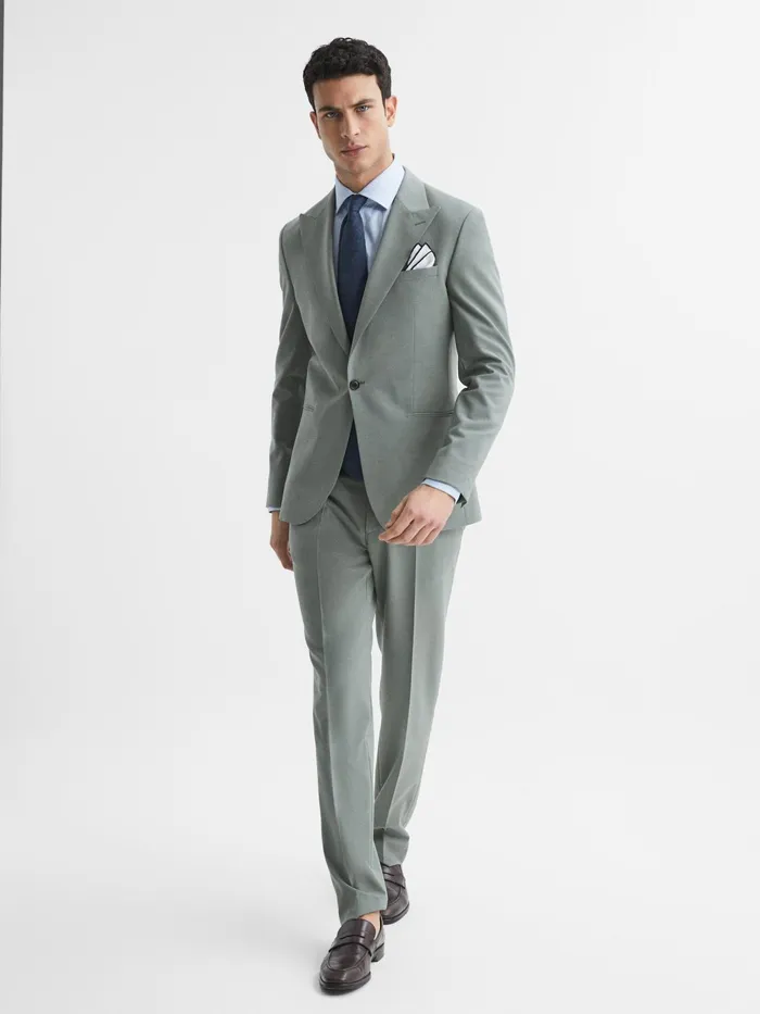 Reiss Suits and Tailoring Wish Slim Fit Single Breasted Wool Blend Blazer Sage 8211 Men