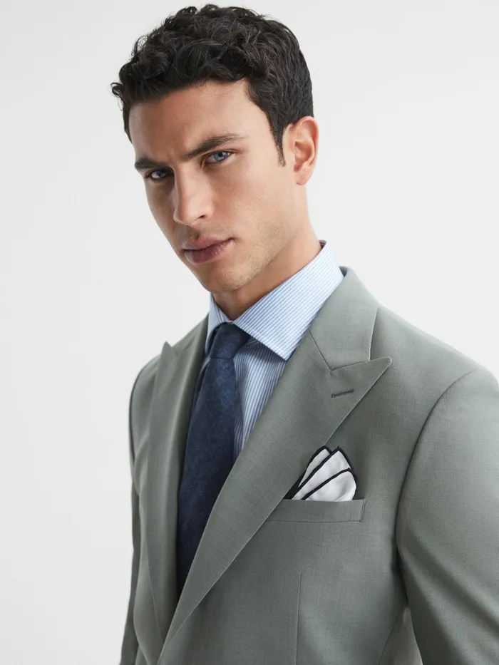 Reiss Suits and Tailoring Wish Slim Fit Single Breasted Wool Blend Blazer Sage 8211 Men