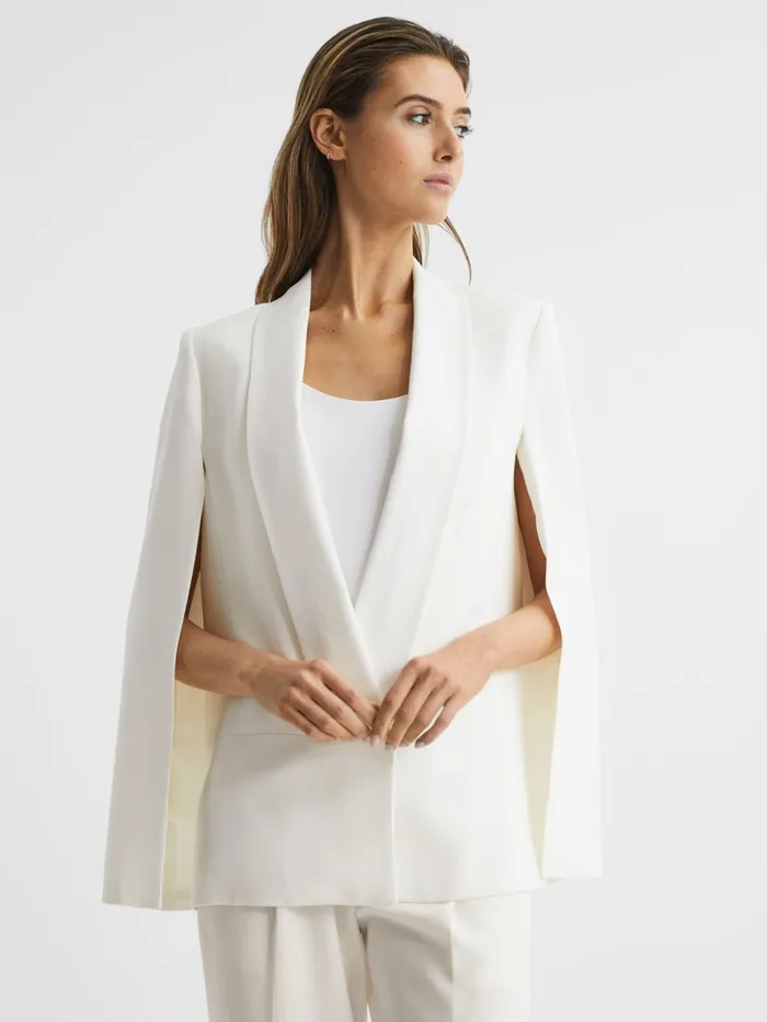 Reiss Suits and Tailoring Yana Tuxedo Cape Blazer Cream 8211 Women