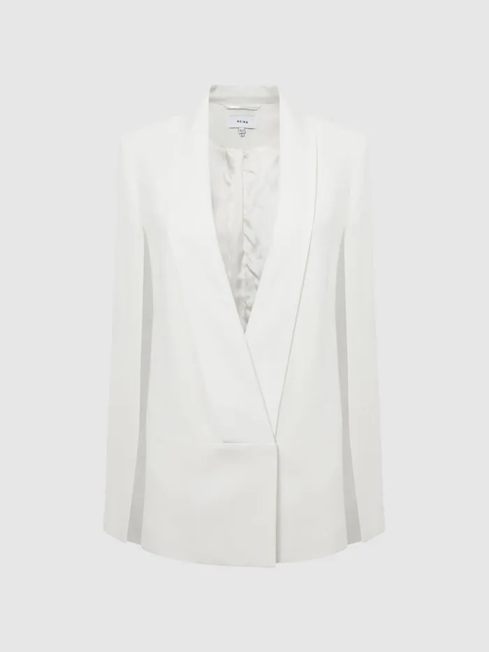 Reiss Suits and Tailoring Yana Tuxedo Cape Blazer Cream 8211 Women