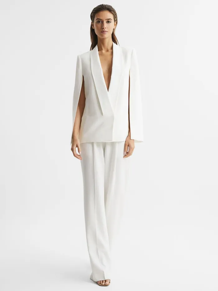Reiss Suits and Tailoring Yana Tuxedo Cape Blazer Cream 8211 Women