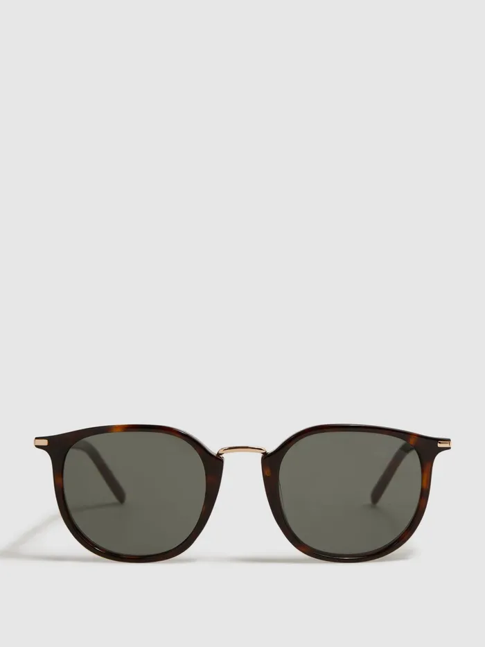 Reiss Sunglasses Adam Paige Vintage Round Acetate Frame Sunglasses Brown 8211 Men