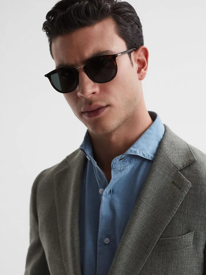 Reiss Sunglasses Adam Paige Vintage Round Acetate Frame Sunglasses Brown 8211 Men