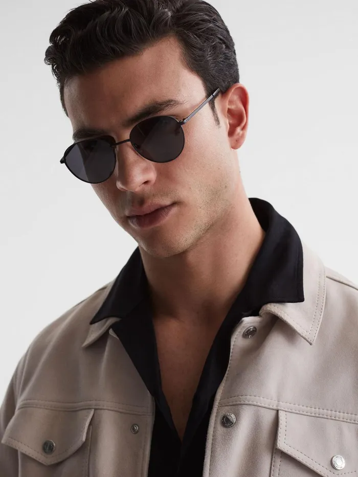 Reiss Sunglasses Jordan Paige Round Metal Frame Sunglasses Black 8211 Men