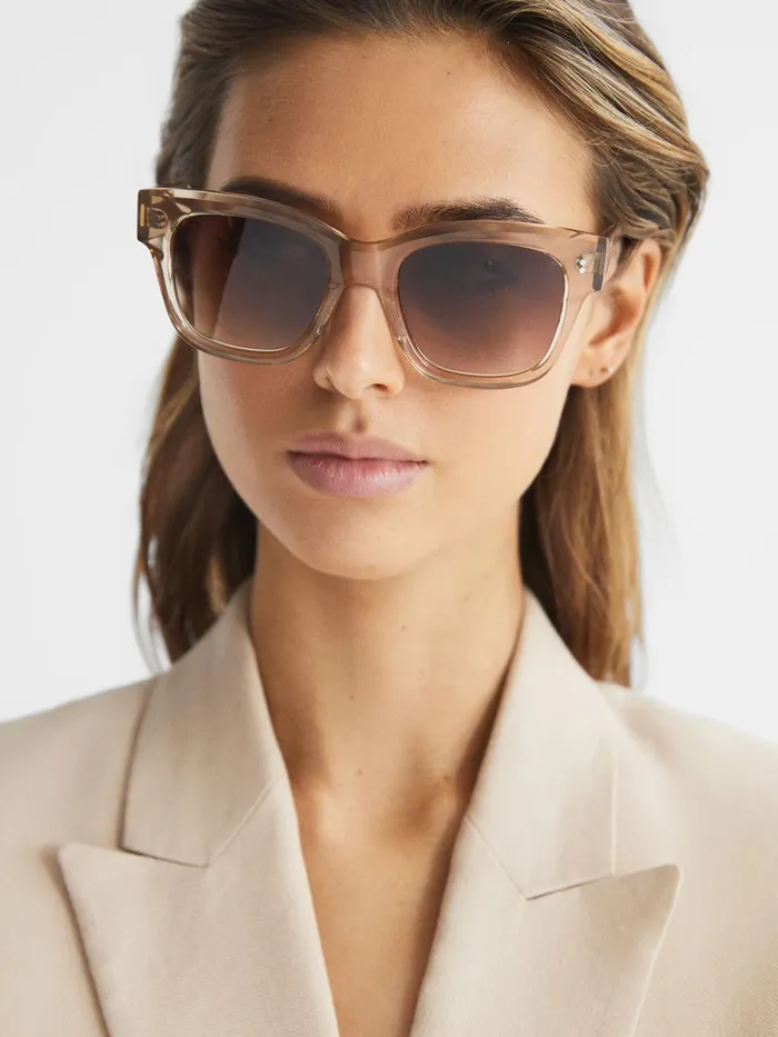Reiss Sunglasses Seven Chimi Large Frame Acetate Sunglasses Ecru 8211 Women