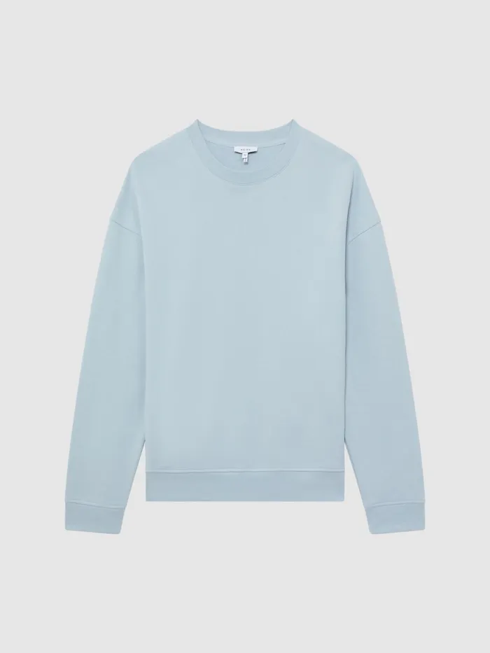 Reiss Sweats and Hoodies Alistar Oversized Garment Dye Sweatshirt Ice Blue 8211 Men
