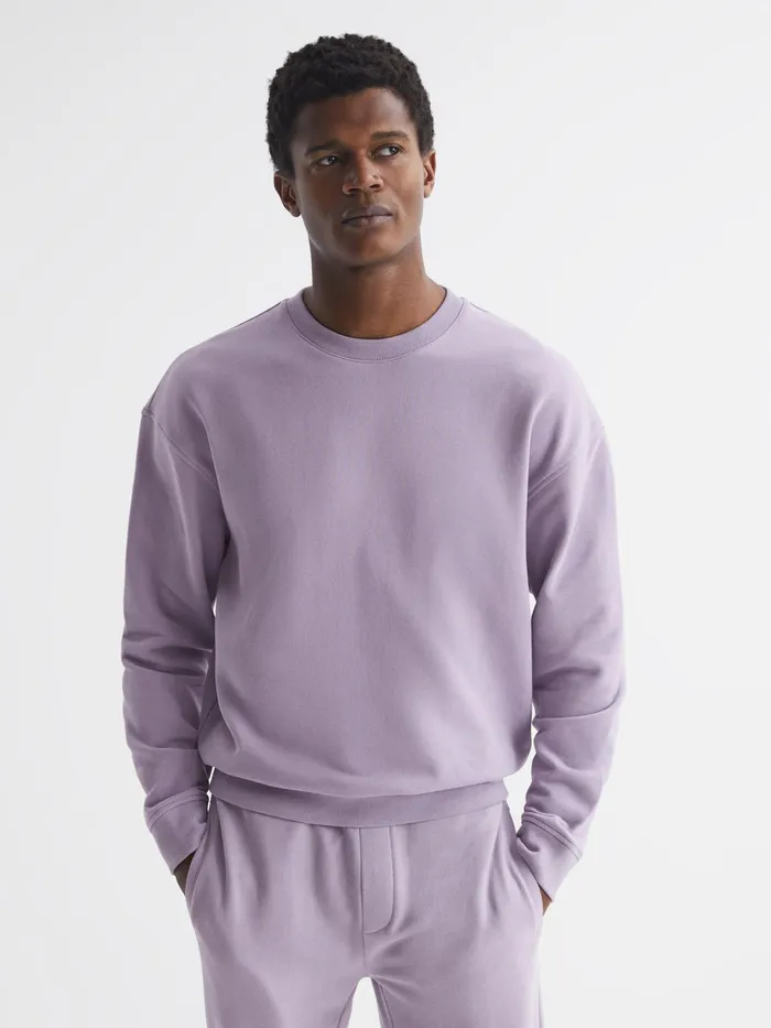 Reiss Sweats and Hoodies Alistar Oversized Garment Dye Sweatshirt Lilac 8211 Men Reiss Sweats and Hoodies Alistar Oversized Garment Dye Sweatshirt Lilac 8211 Men