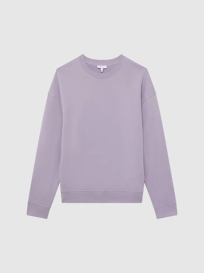 Reiss Sweats and Hoodies Alistar Oversized Garment Dye Sweatshirt Lilac 8211 Men