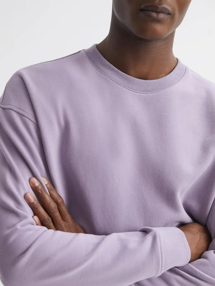 Reiss Sweats and Hoodies Alistar Oversized Garment Dye Sweatshirt Lilac 8211 Men