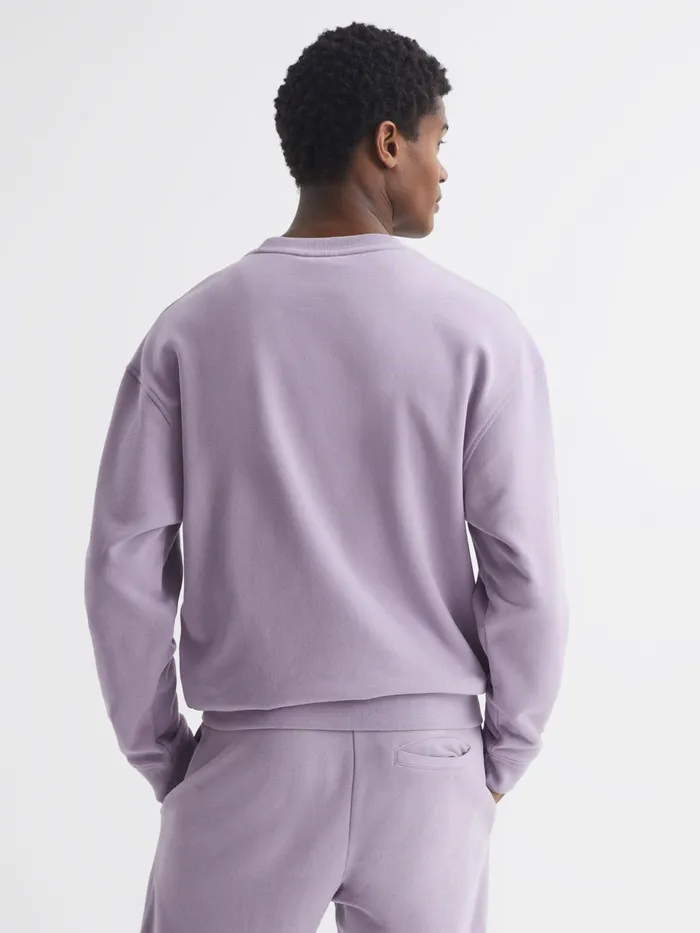 Reiss Sweats and Hoodies Alistar Oversized Garment Dye Sweatshirt Lilac 8211 Men
