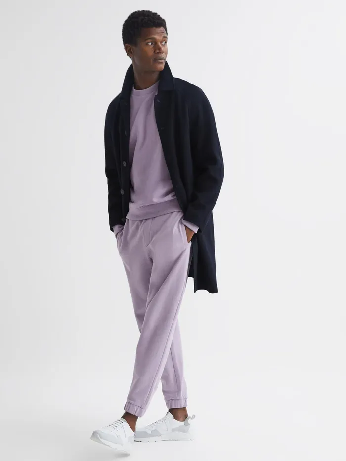 Reiss Sweats and Hoodies Alistar Oversized Garment Dye Sweatshirt Lilac 8211 Men